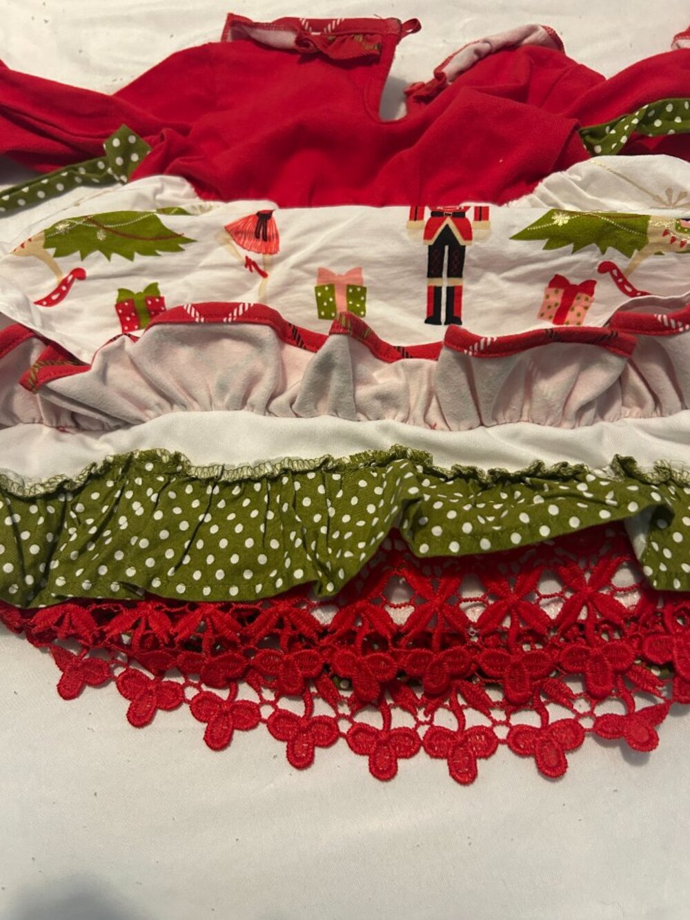 Counting Daisies Baby Girls 3-6M Nutcracker Christmas Ruffle Dress Red Green - Picture 7 of 7